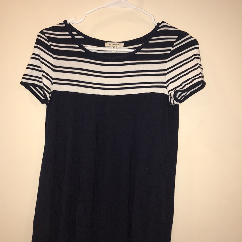 White striped blue dress